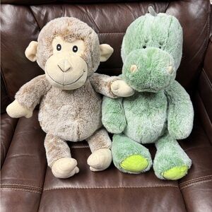 Dino and monkey stuffed animal